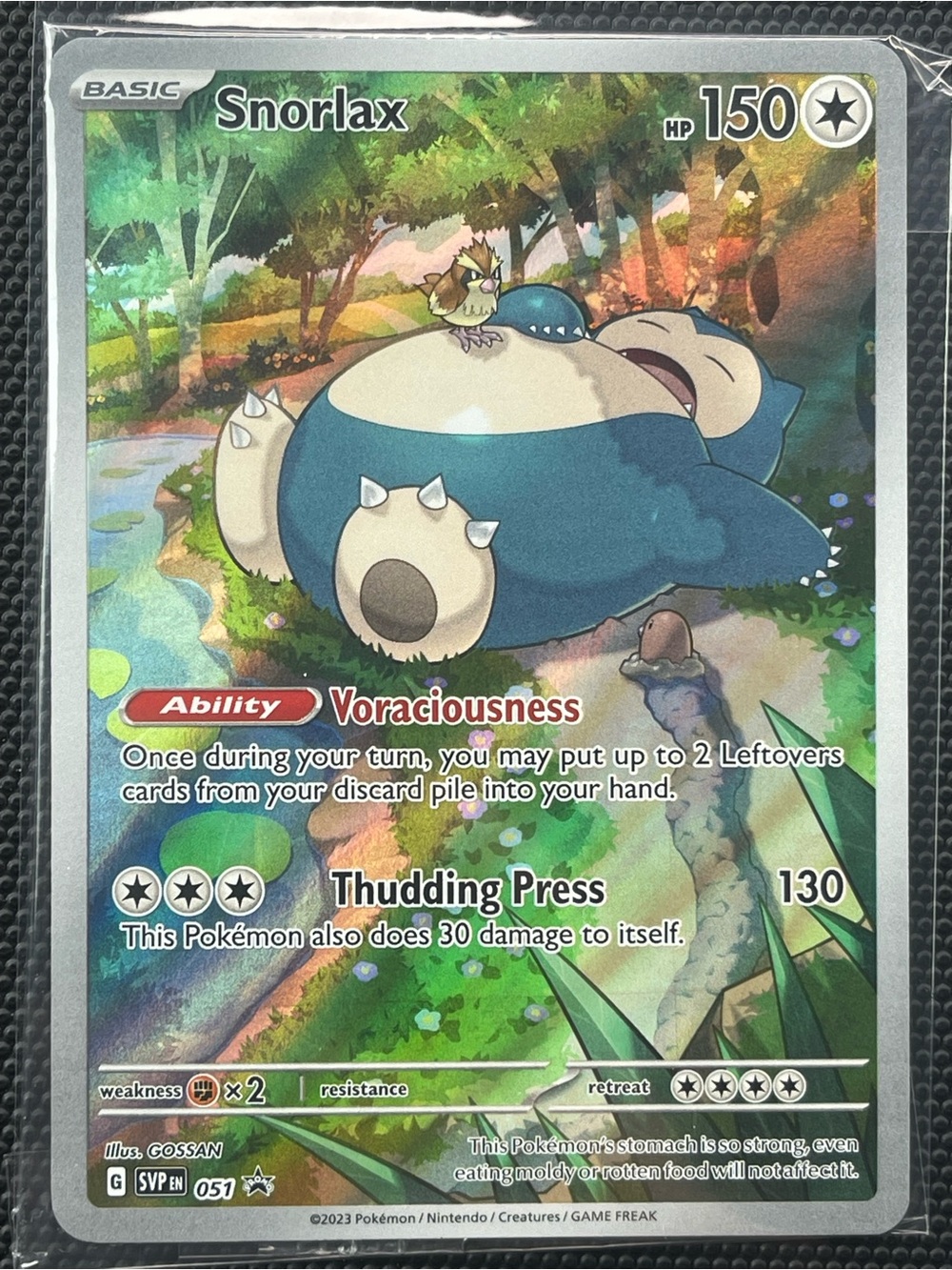 Pokémon Snorlax #051 Black Star Promo SV 151 Holo ETB Pack Fresh NM